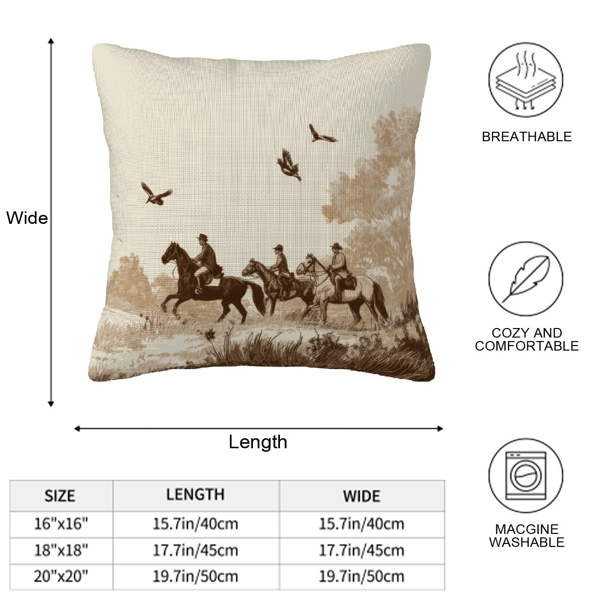 Hunting Chase Linen Throw Pillow Covers