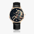 Stylish timepiece showcasing horse-themed dial graphic with leather strap
