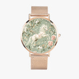Premium rose gold stainless steel watch with horse design for horse lovers