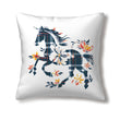 Decorative pillow cover with elegant horse silhouette design
