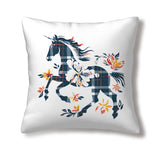 Decorative pillow cover with elegant horse silhouette design
