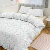 Bedding set with bone pattern on a bed in a bedroom