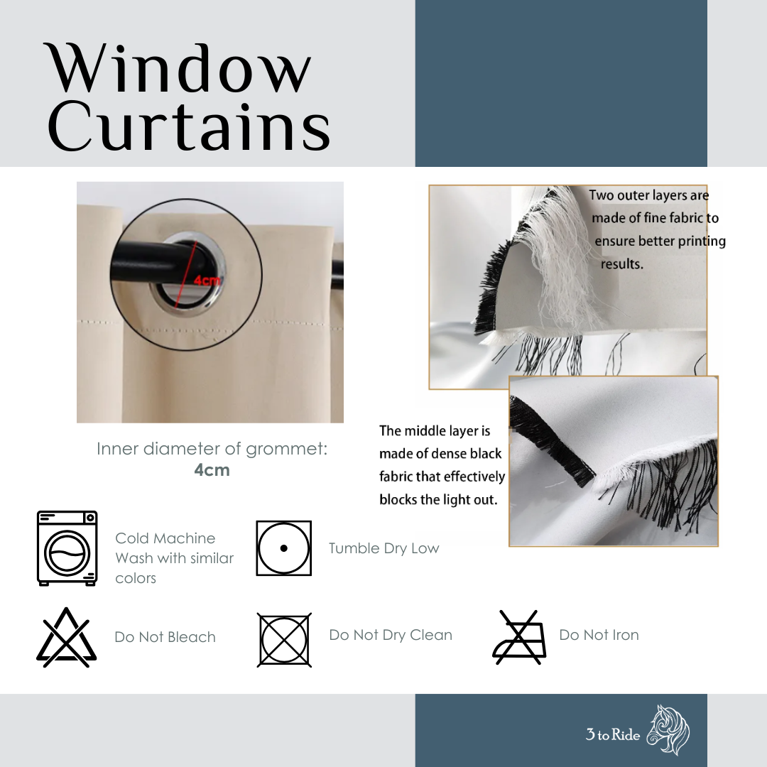 Horse Bit Design Blackout Curtains (Sage)