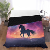Horse Themed, breathable and light weight blanket with shams quilted on both sides. Horse & animal Lover Gift