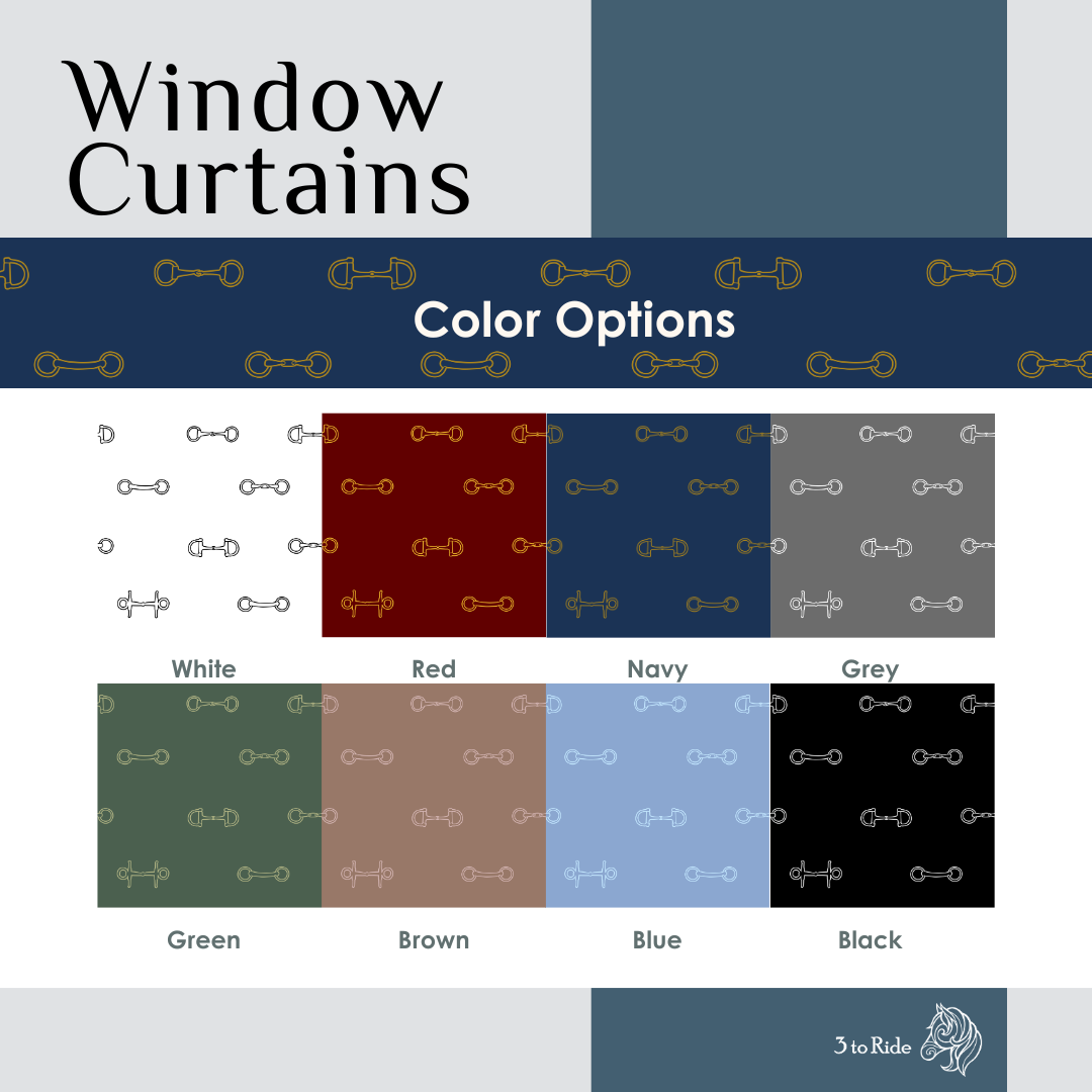 Horse Bits Pattern Curtains  (Black)