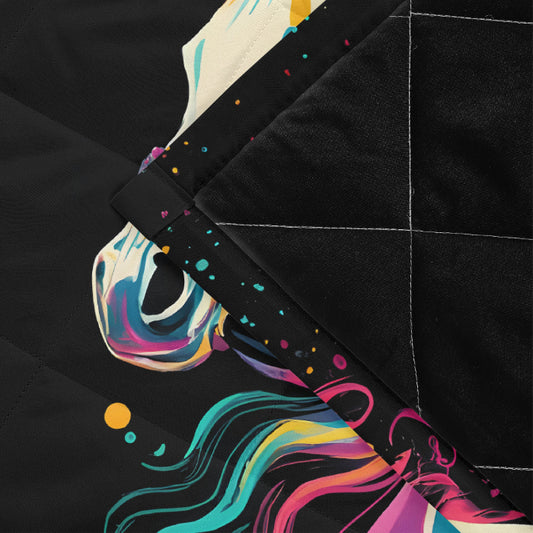 Horse Themed, breathable and light weight blanket with shams quilted on both sides. Horse & animal Lover Gift