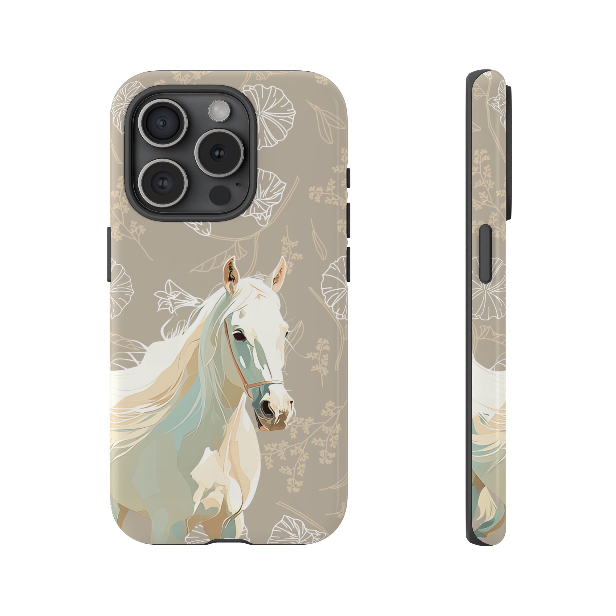 Floral Horse Design  Phone Case (Beige)