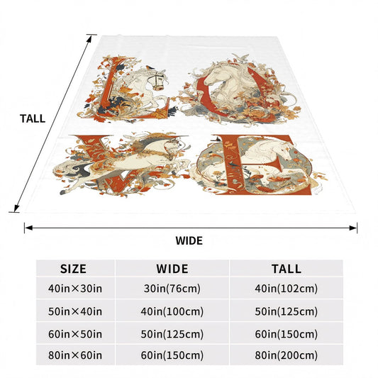 Floral Red "LOVE" 300 GSM Flannel Throw Blanket (Made in USA)