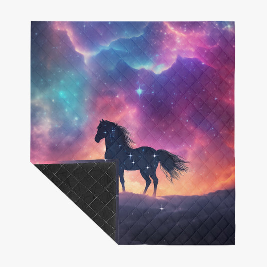 Horse Themed, breathable and light weight blanket with shams quilted on both sides. Horse & animal Lover Gift