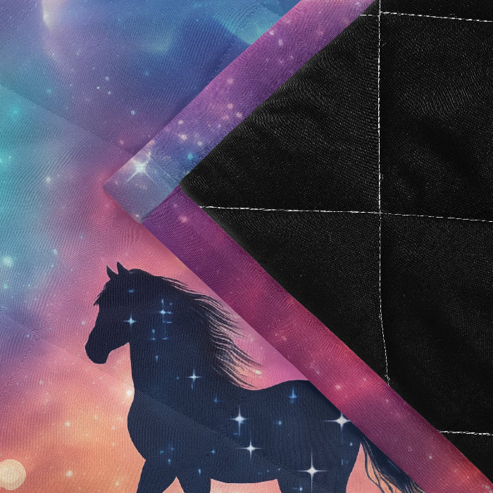 Horse Themed, breathable and light weight blanket with shams quilted on both sides. Horse & animal Lover Gift
