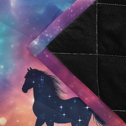 Horse Themed, breathable and light weight blanket with shams quilted on both sides. Horse & animal Lover Gift