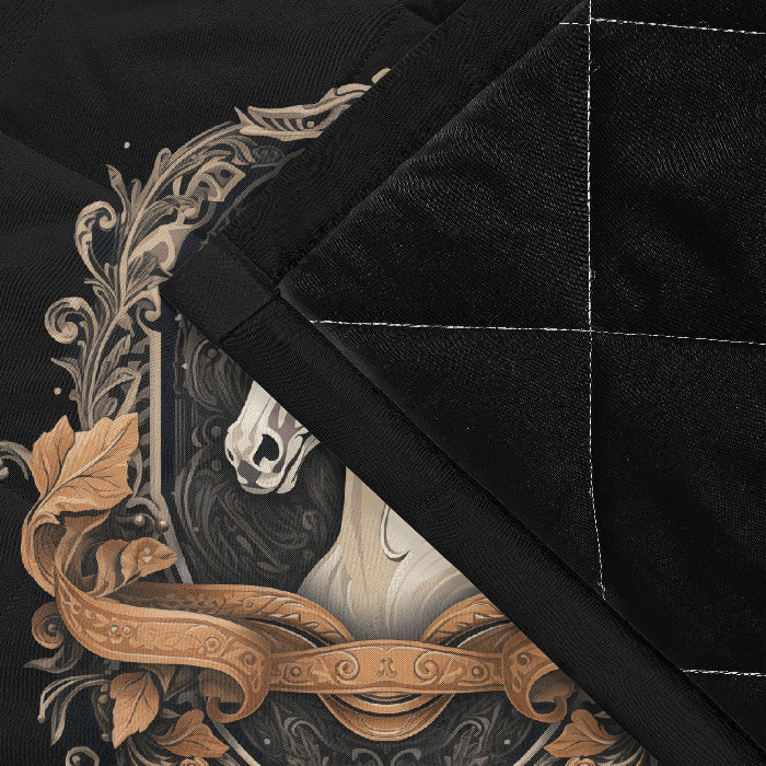 Horse Themed, breathable and light weight blanket with shams quilted on both sides. Horse & animal Lover Gift