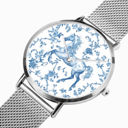 Premium stainless steel watch with horse design for horse lovers