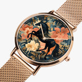 Premium rose gold stainless steel watch with horse design for horse lovers