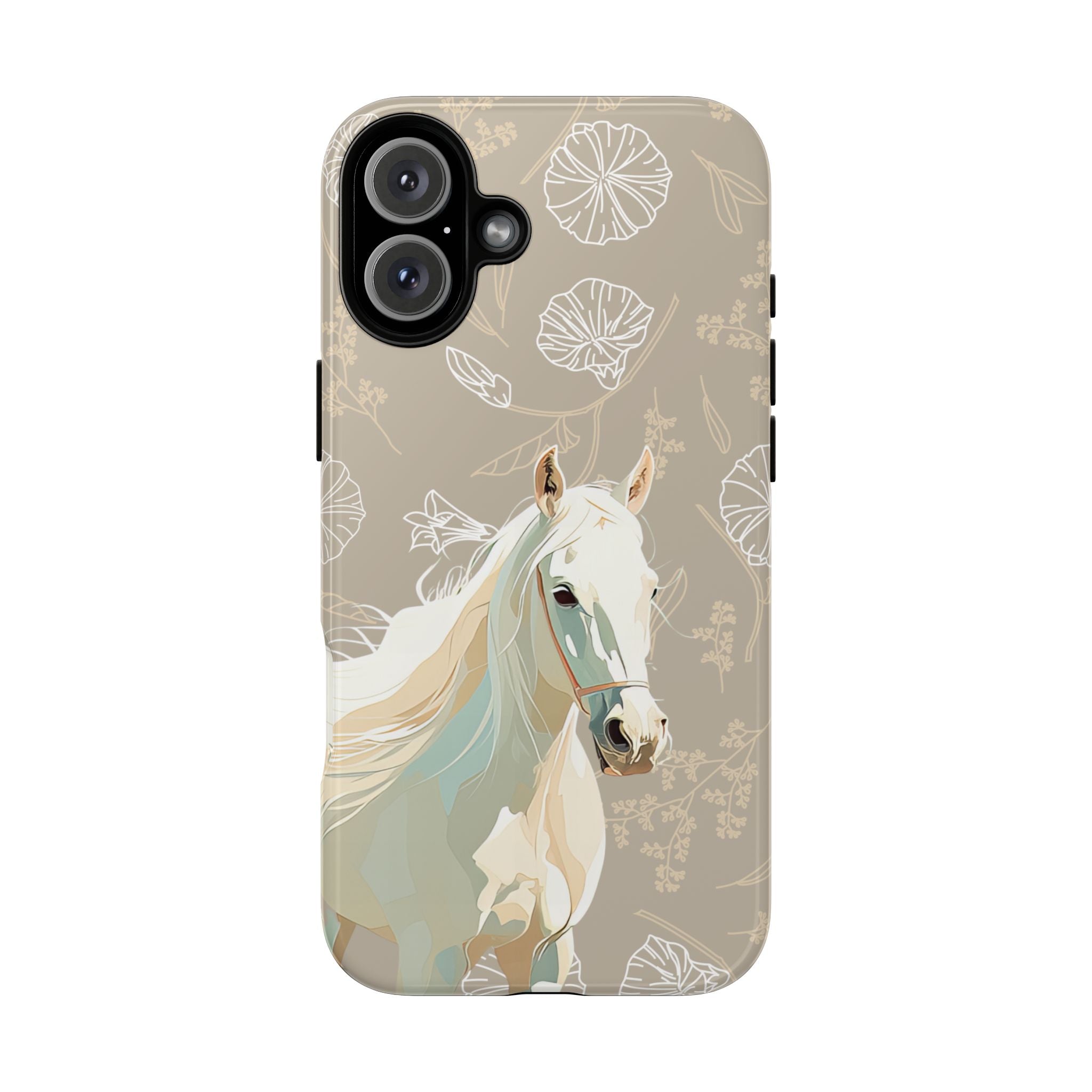 Floral Horse Design  Phone Case (Beige)