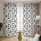 DRing Horse Bit Design Blackout Curtains (White)