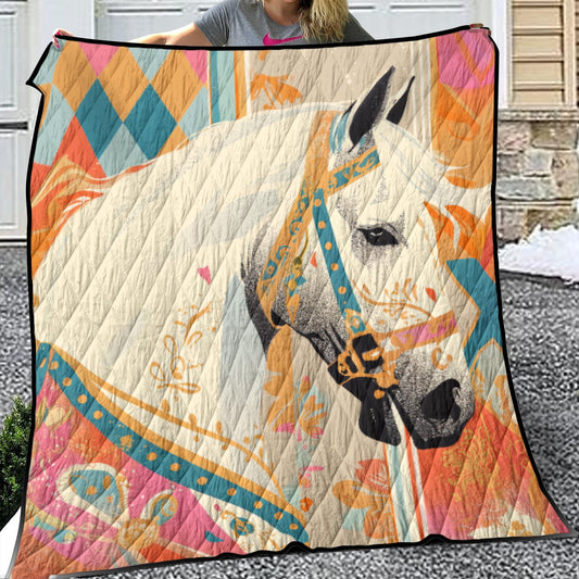 Colorful quilt with a horse design