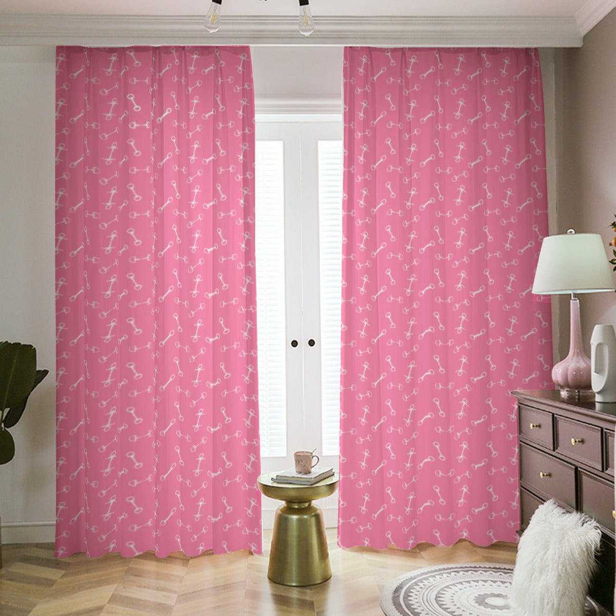 Horse Bit Design Blackout Curtains (Pink)