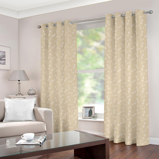 Horse Bit Design Blackout Curtain (Beige)