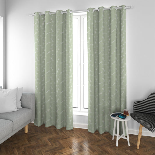 Horse Bit Design Blackout Curtains (Sage)