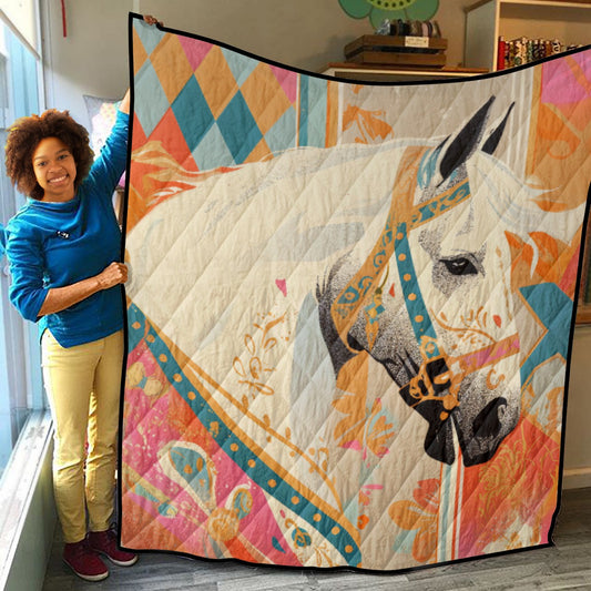 Colorful quilt with a horse design