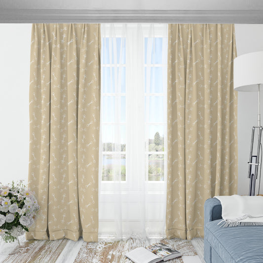 Horse Bit Design Blackout Curtains (Beige)