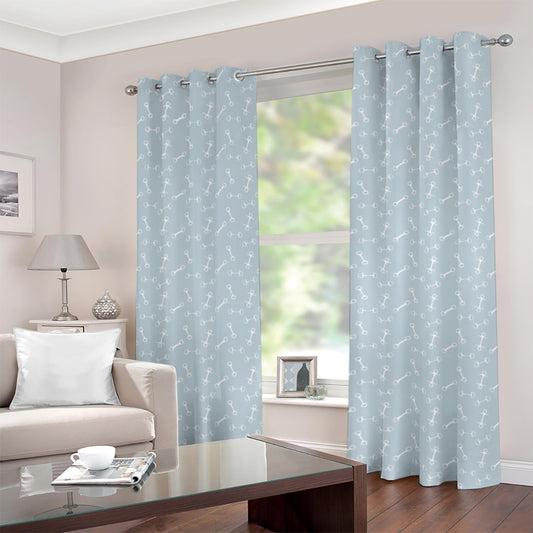 Horse Bit Design Blackout Curtains (Blue)