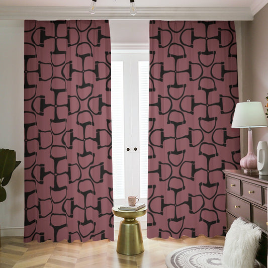DRing Horse Bit Design Blackout Curtains (Maroon)