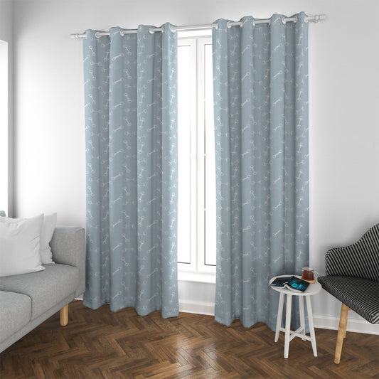 Horse Bit Design Blackout Curtains (Blue)
