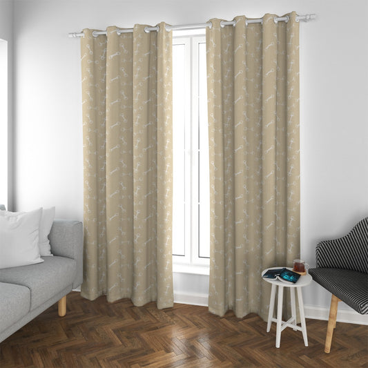 Horse Bit Design Blackout Curtain (Beige)