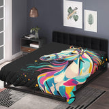 Horse Themed, breathable and light weight blanket with shams quilted on both sides. Horse & animal Lover Gift