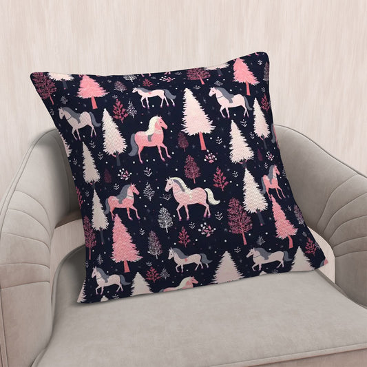 Pink and Horses Throw Pillow Covers