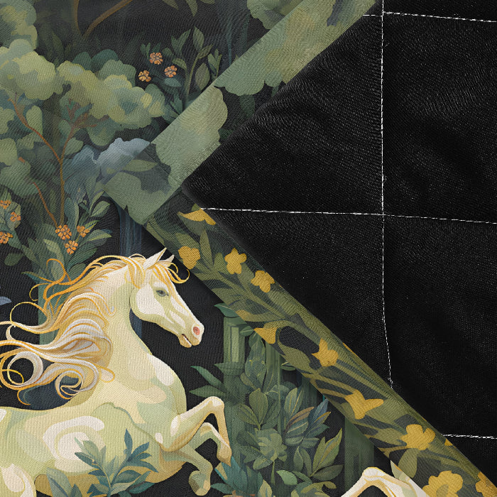 Horse Themed, breathable and light weight blanket with shams quilted on both sides. Horse & animal Lover Gift