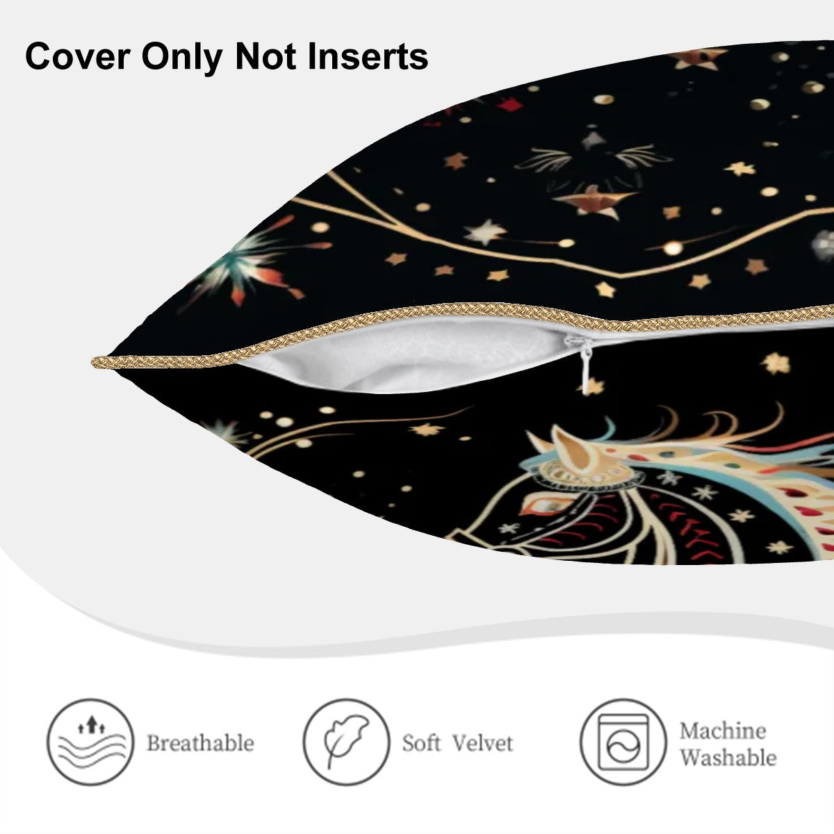 Starry Horse Velvet Bordered Pillow Covers