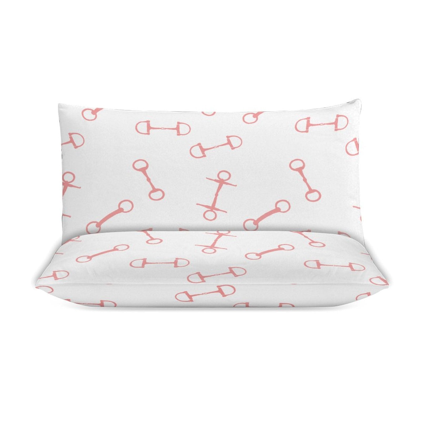 White pillowcase with red pattern on a white background