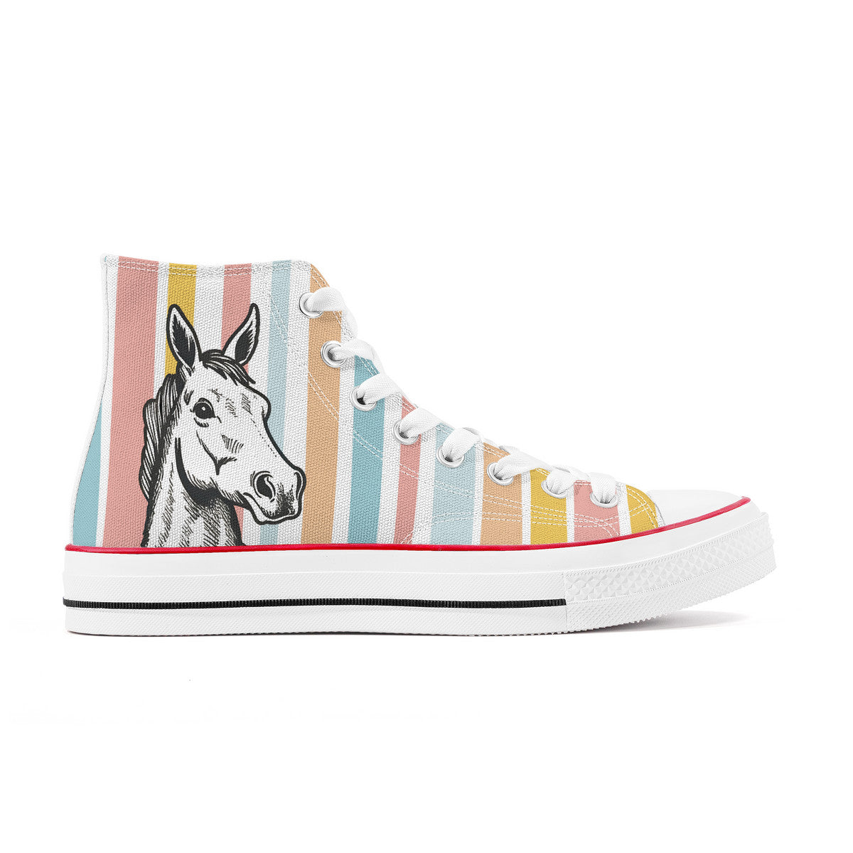 Pastel Funny Horse Hi Tops