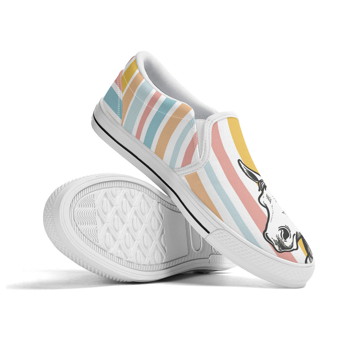 Assymetrical Pastel Fun Slip on Shoes