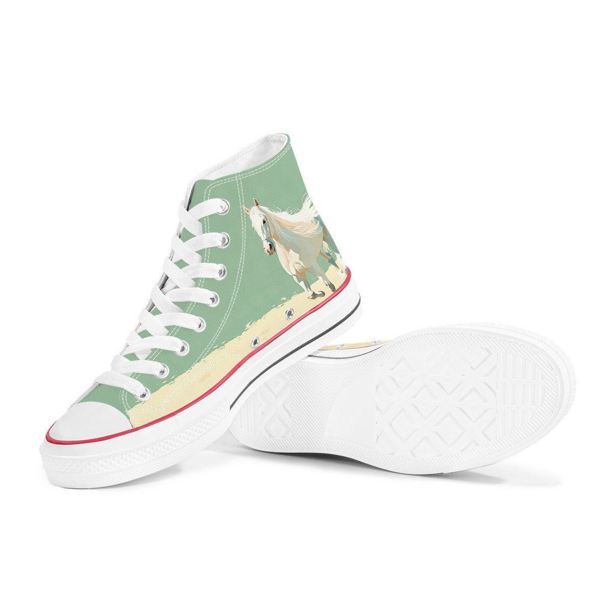 White Horse Mint Green Hi Tops