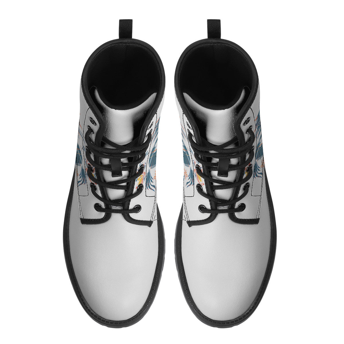 Tartan Check Floral Leather Boots