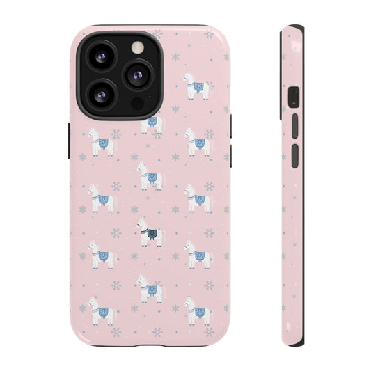 Phone case with cute horse pattern on a pink background