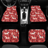 Car Floor Mat - Horses Red