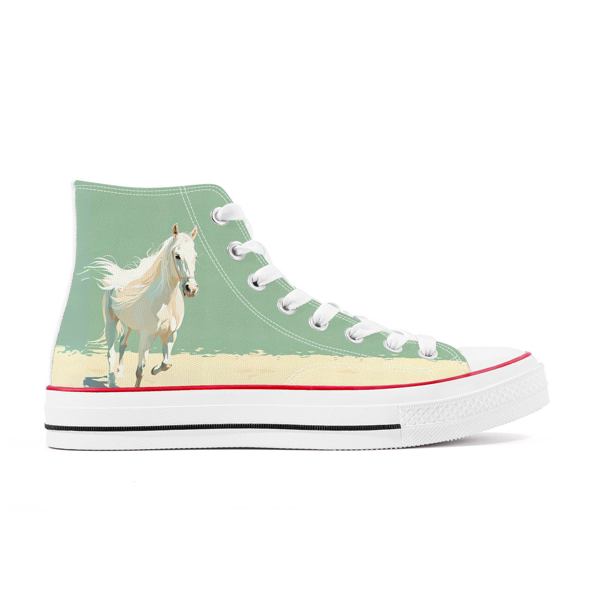 White Horse Mint Green Hi Tops