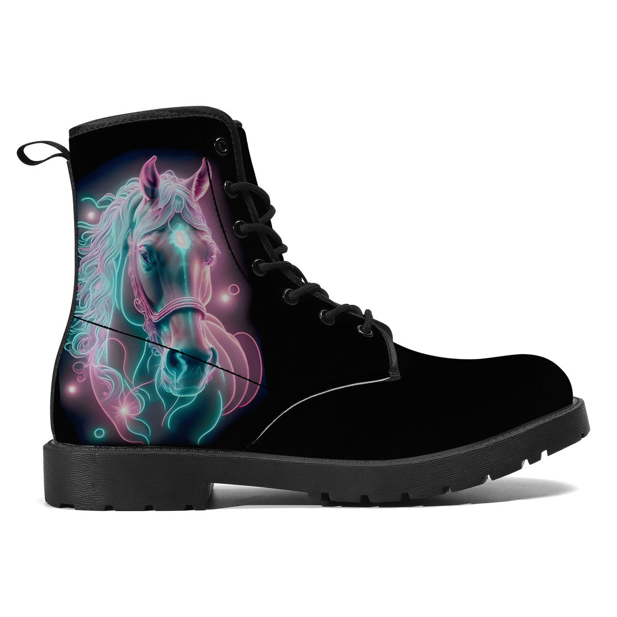Neon Horse Art Leather Boots