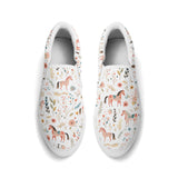 Assymetrical Floral Horse Slip On  Shoes