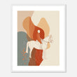 Horse and rider wall art with warm earthy tones, flowing botanical details, and an elegant modern equestrian design.
