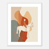 Horse and rider wall art with warm earthy tones, flowing botanical details, and an elegant modern equestrian design.