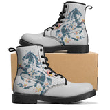 Tartan Check Floral Leather Boots