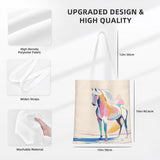 White horse design tote bag, horse lover gift, boho white tote bag, gift for her, animal lover, equestrian design, horse art