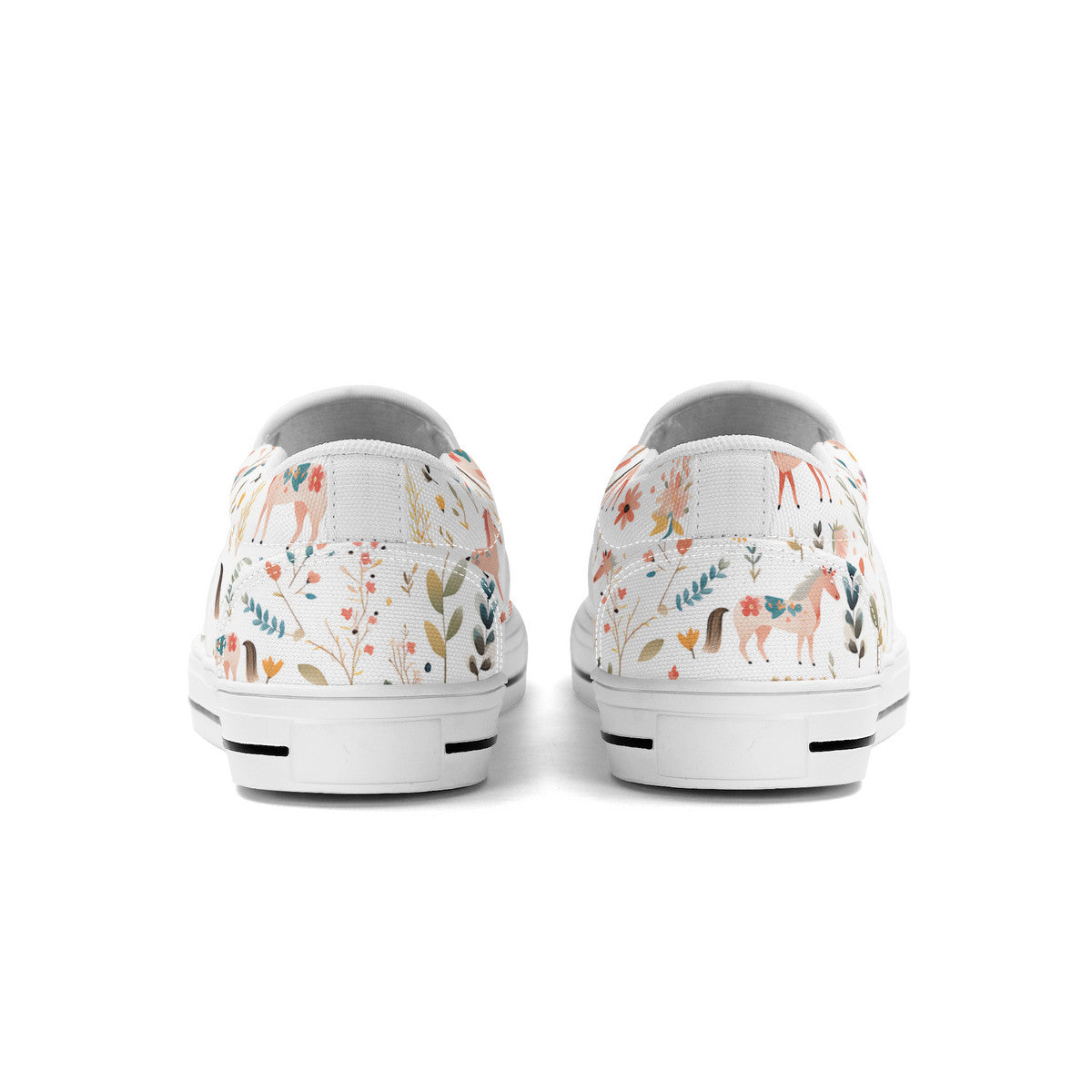 Assymetrical Floral Horse Slip On  Shoes