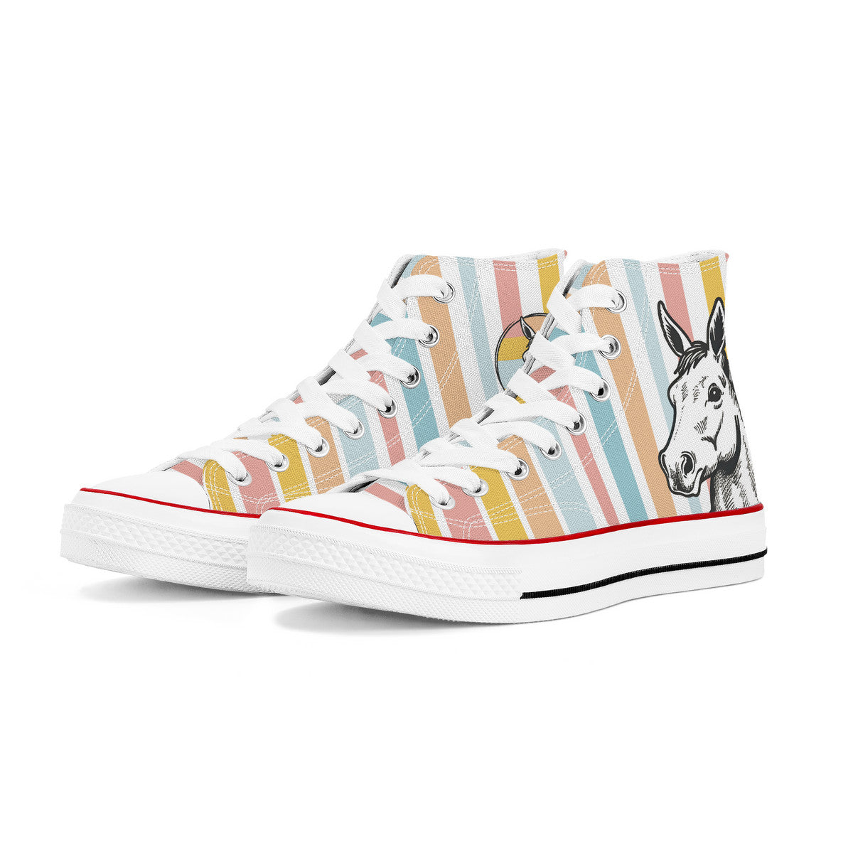 Pastel Funny Horse Hi Tops